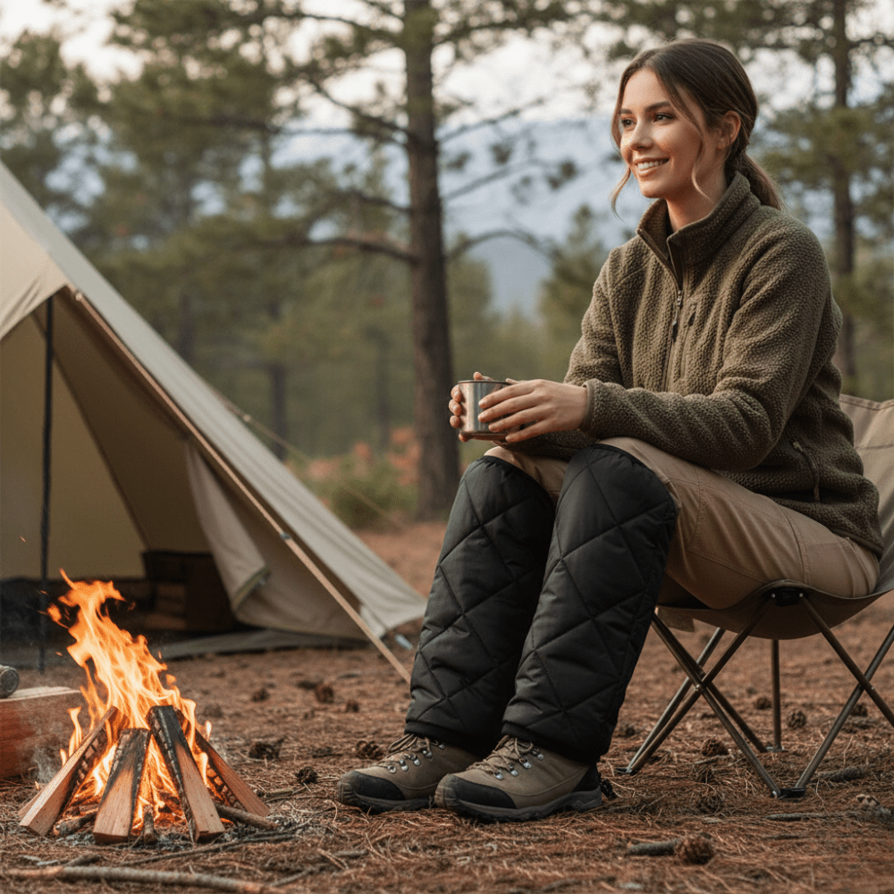 Thermal Outdoor Leg Warmers with Knee Protection & Zip Fastening-Field & Wild