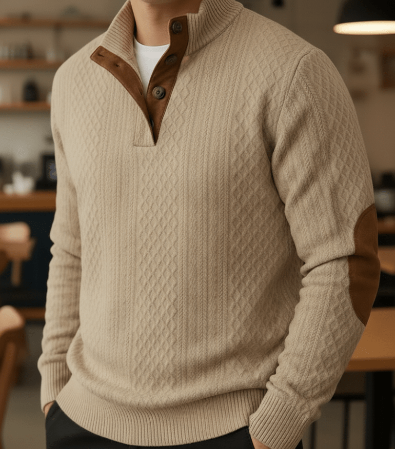 Knitted Outdoor Pullover with Reinforced Patches | Active Peaks-Field & Wild