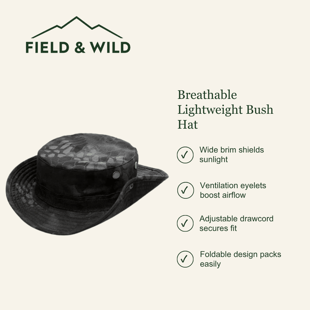 Foldable Bush Hat with Wide Brim & Breathable Ventilation-Field & Wild
