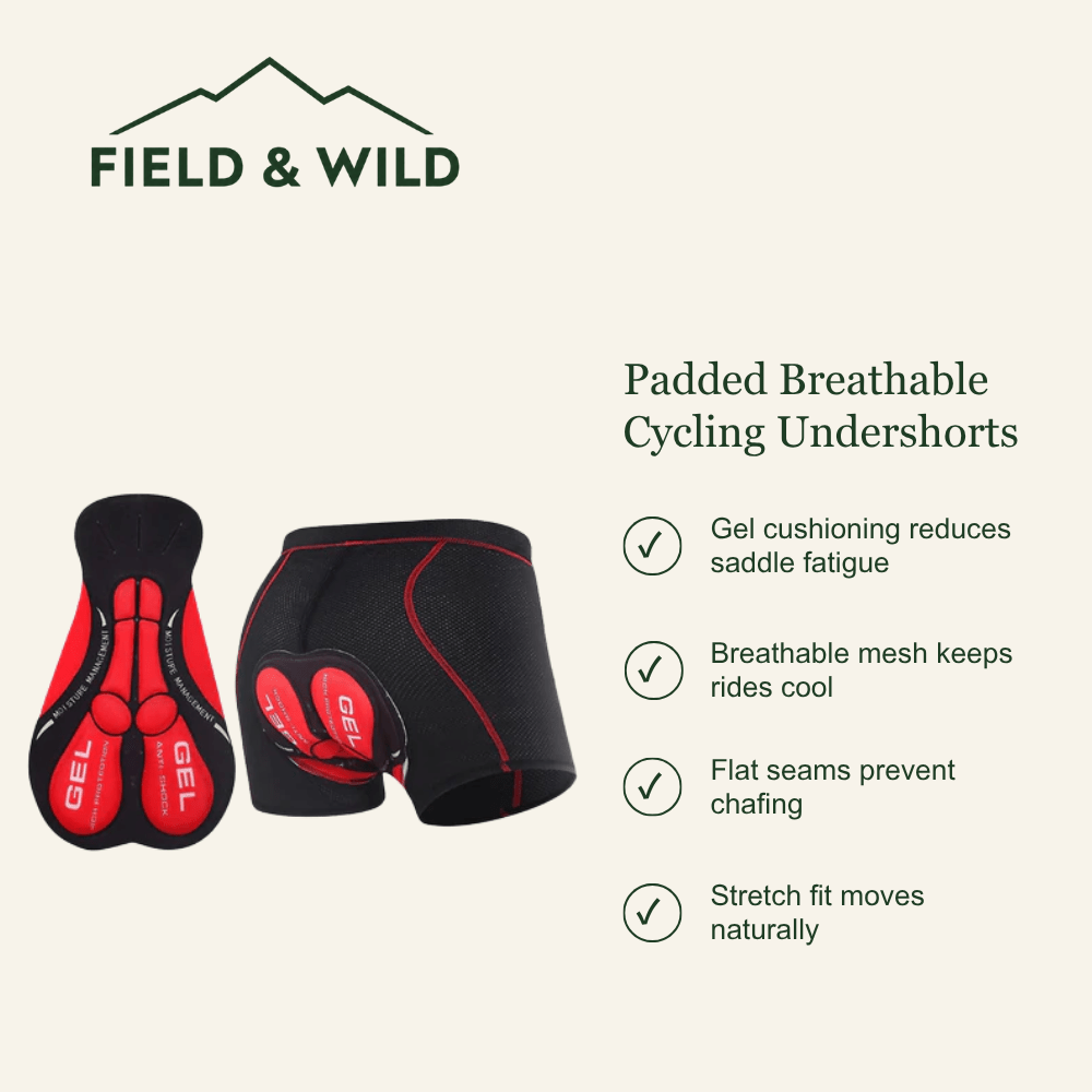 Padded Cycling Undershorts with Breathable Gel Cushioning-Field & Wild