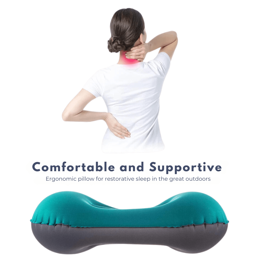 Compact Inflatable Camping Pillow with Ergonomic Neck Support-Field & Wild