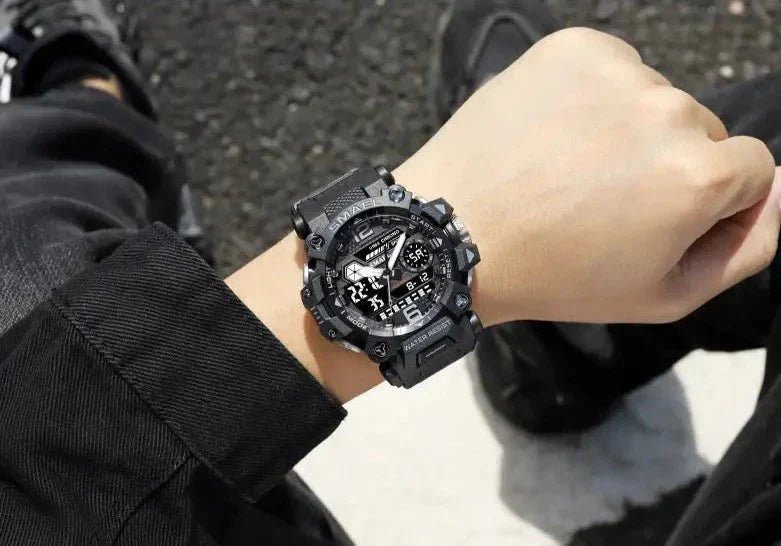 Rugged Outdoor Watch with Dual Display & 50m Water Resistance-Field & Wild