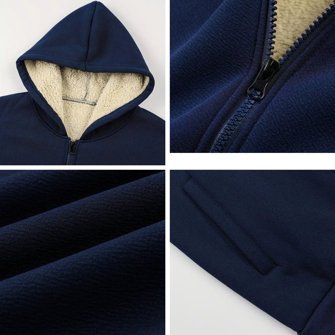 Men’s Sherpa-Lined Fleece Hoodie with Full Zip-Field & Wild