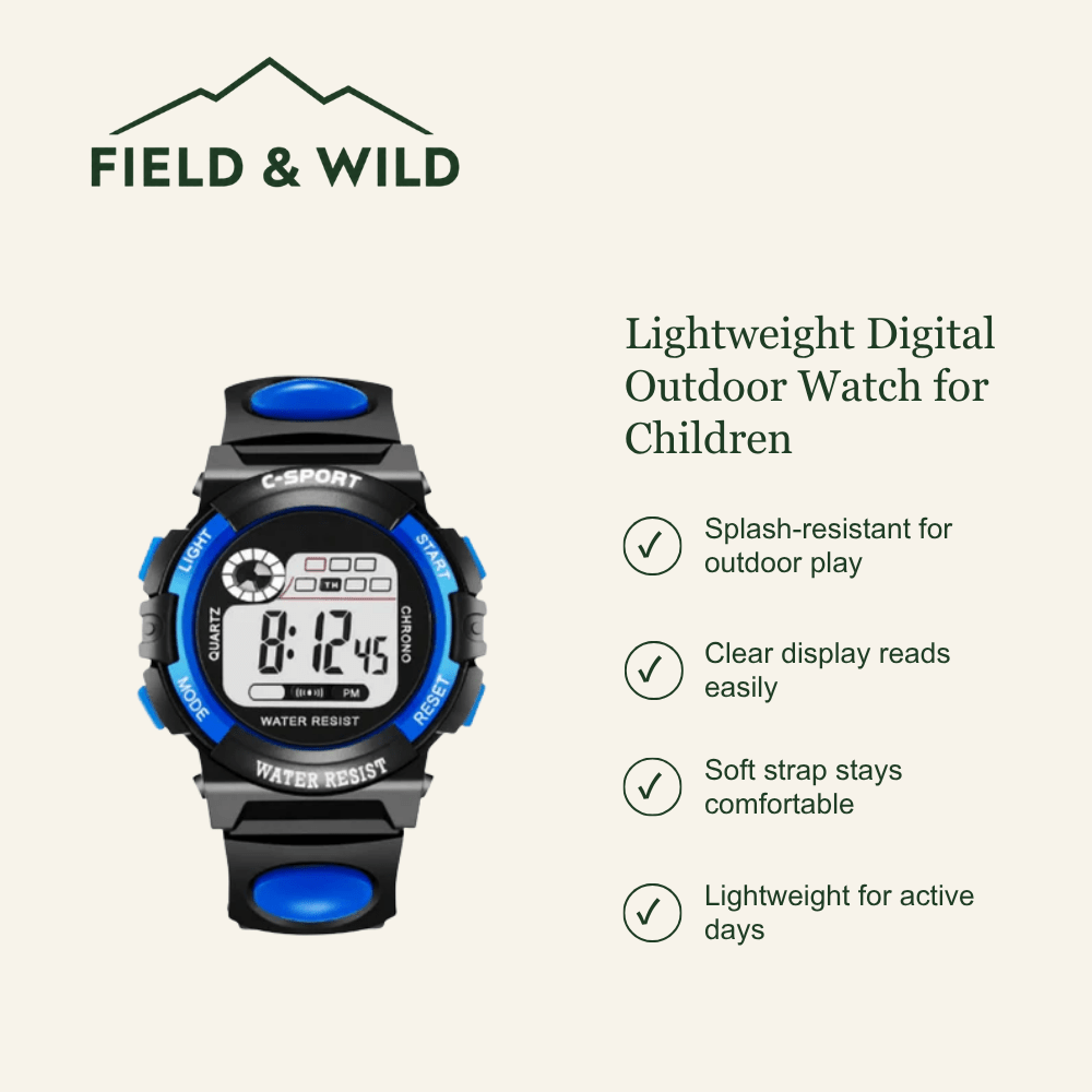 Children’s Lightweight Digital Outdoor Watch with Splash-Resistant Case-Field & Wild