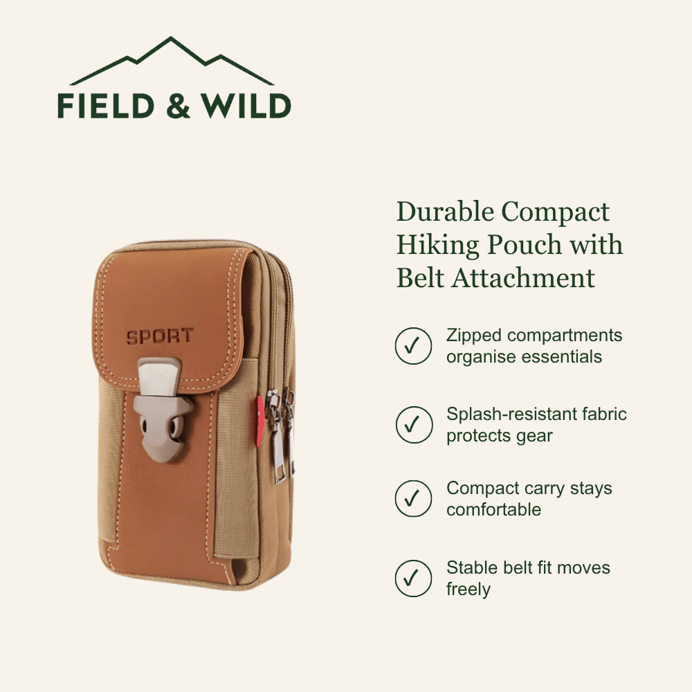 Compact Hiking Pouch with Belt Attachment & Zipped Compartments-Field & Wild