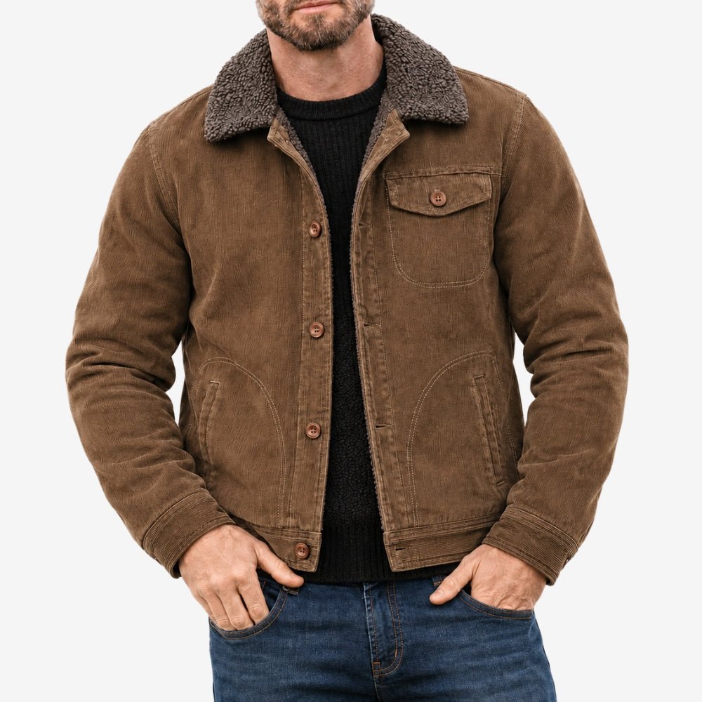 Men’s Fleece-Lined Cotton Outdoor Jacket with Chest Pockets-Field & Wild