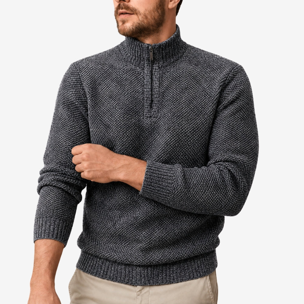 Men’s Half-Zip Thermal Fleece Jumper with Breathable Knit-Field & Wild