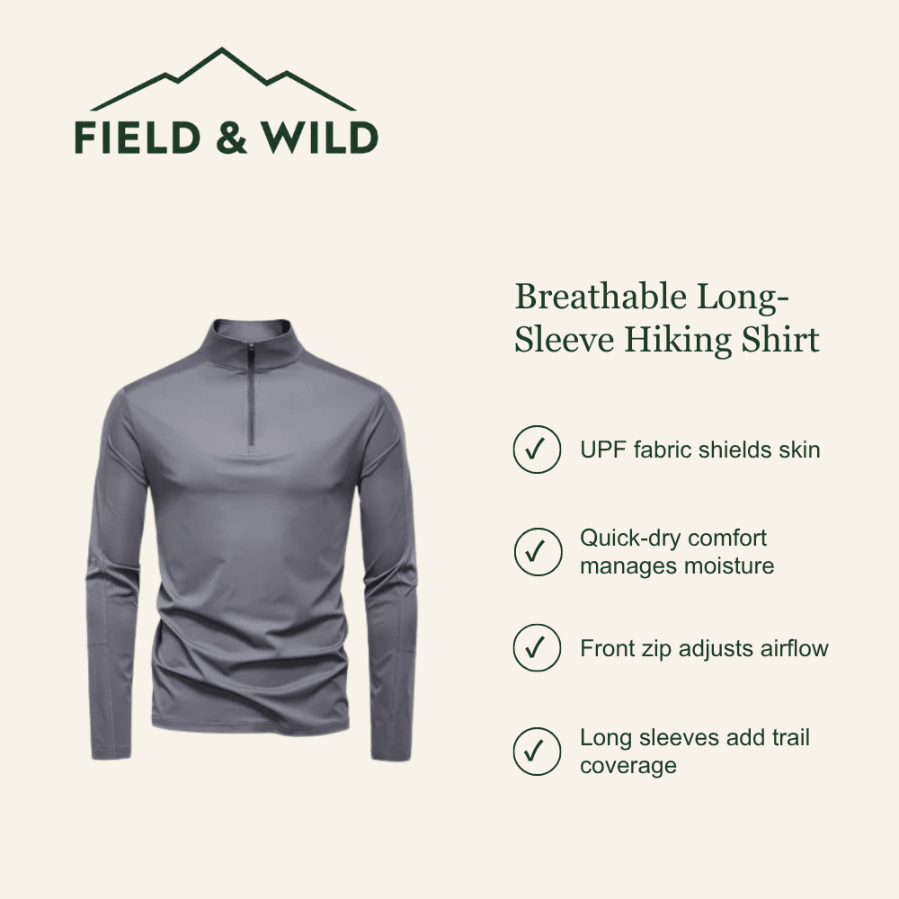 Breathable Long-Sleeve UV Protection Hiking Shirt-Field & Wild