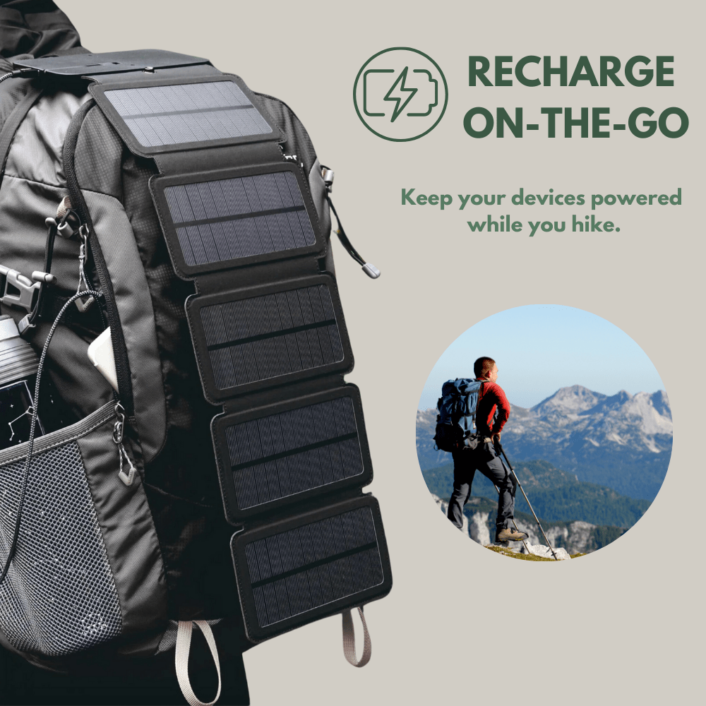 Lightweight Solar Charger Power Bank for Hiking & Camping-Field & Wild