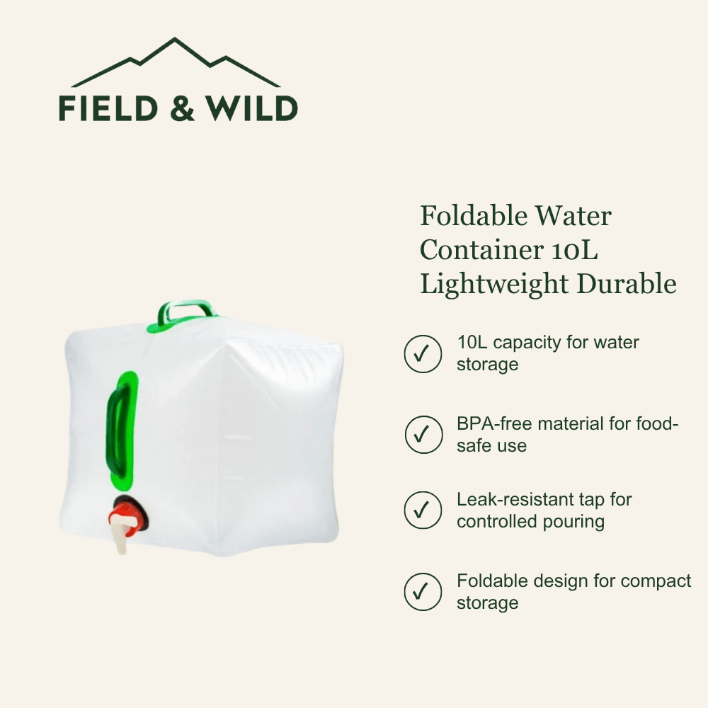 Foldable Water Container 10L Lightweight Durable - Field & Wild-Field & Wild