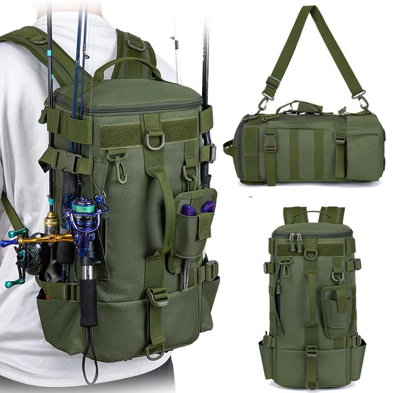 Water-Resistant Fishing Backpack with Rod Holders-Field & Wild