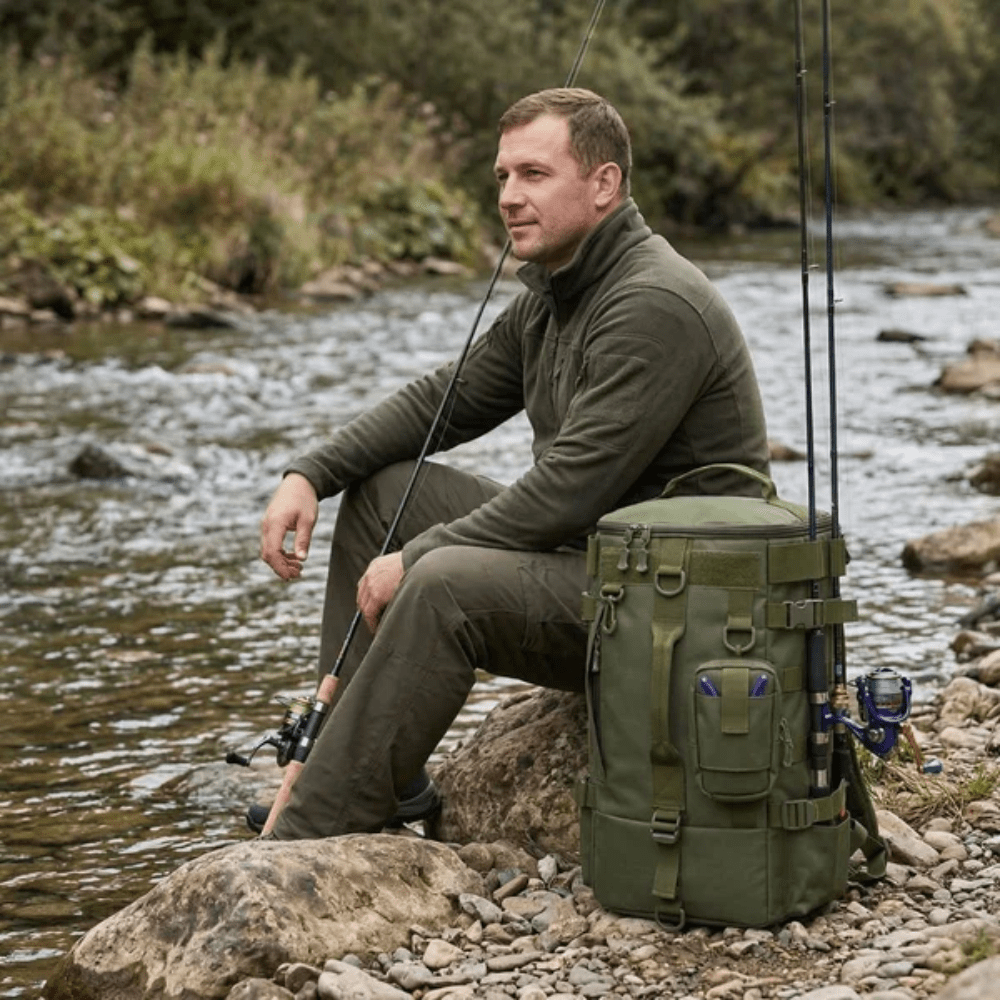 Water-Resistant Fishing Backpack with Rod Holders-Field & Wild