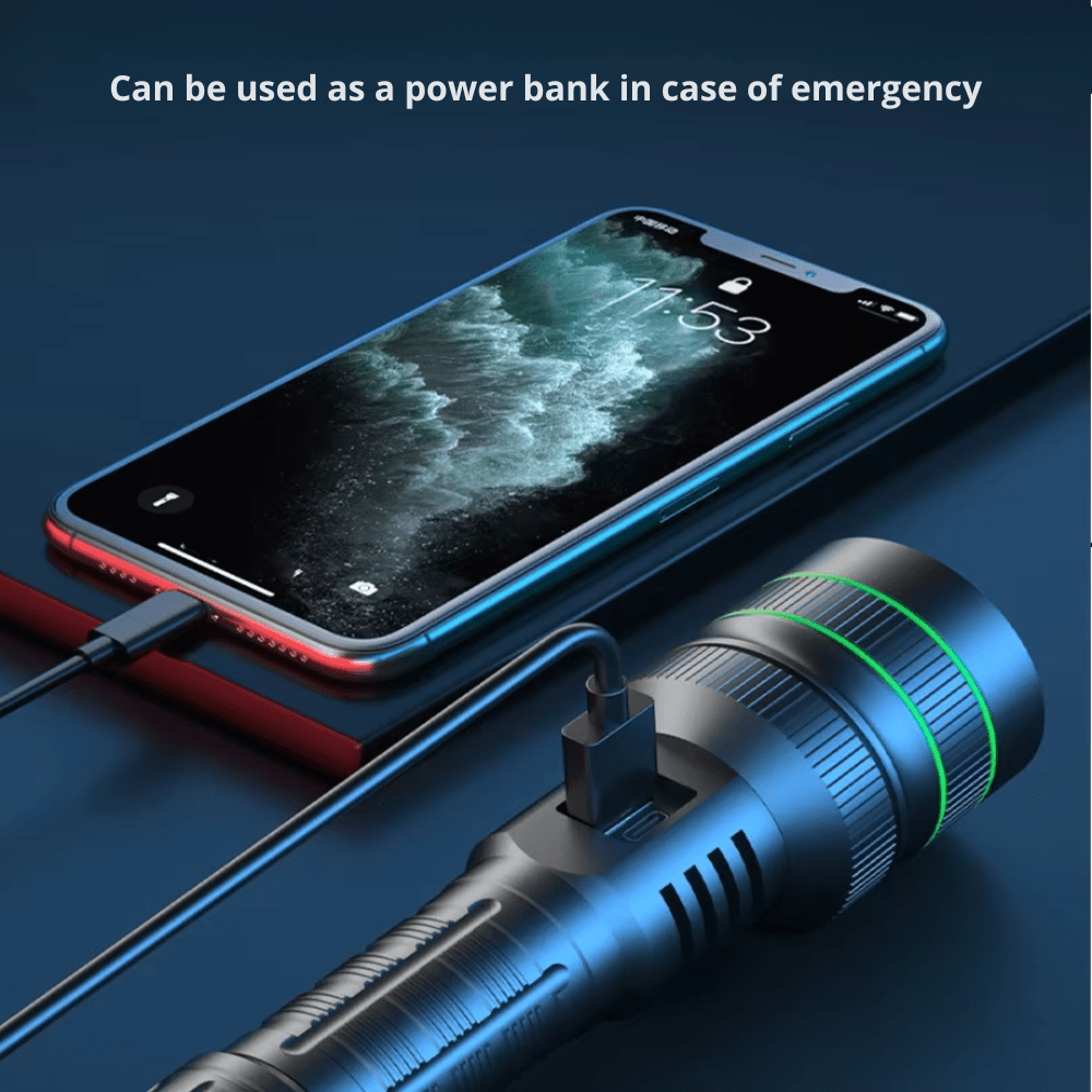 Rechargeable LED Torch with Zoom Function for Outdoor Use-Field & Wild