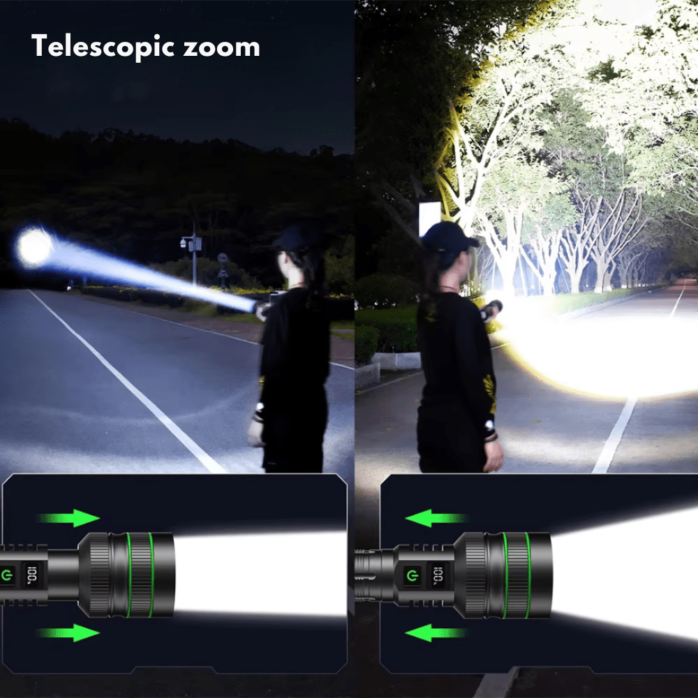 Rechargeable LED Torch with Zoom Function for Outdoor Use-Field & Wild