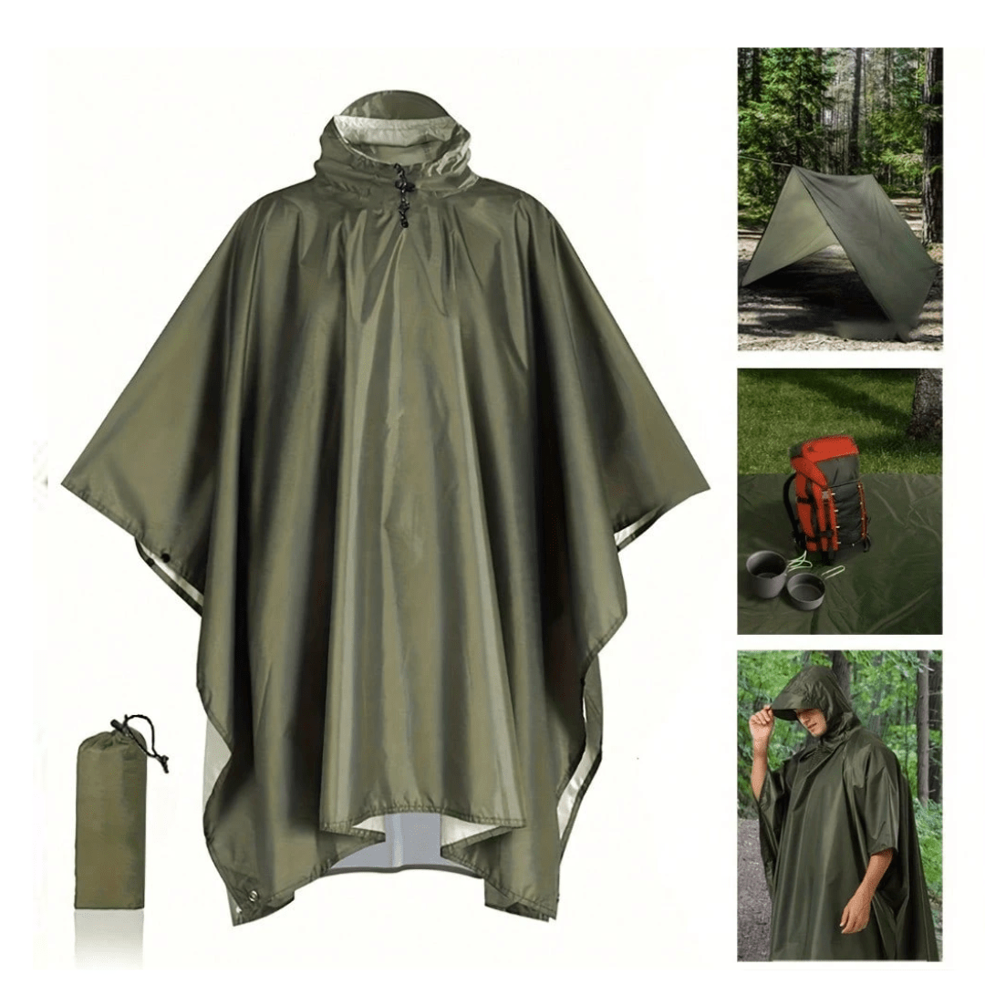 Foldable Waterproof Hiking Poncho with Adjustable Hood-Field & Wild