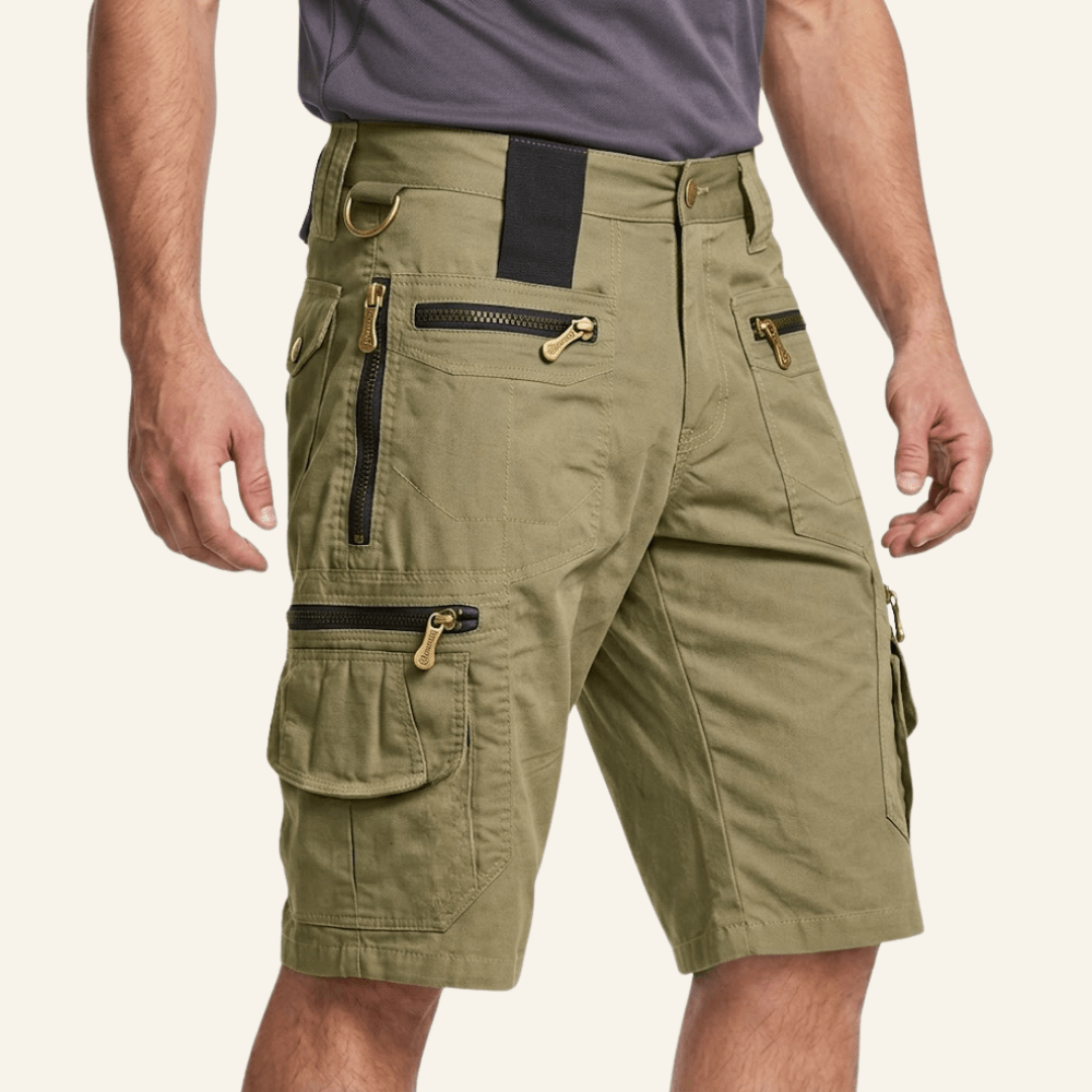 Breathable Cotton Cargo Shorts with Zipped Pockets-Field & Wild