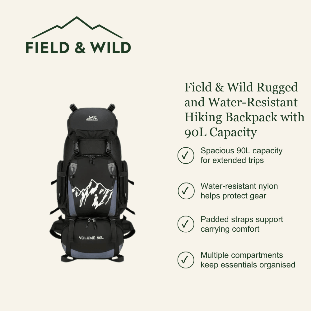 Field & Wild Rugged and Water-Resistant Hiking Backpack with 90L Capacity-Field & Wild