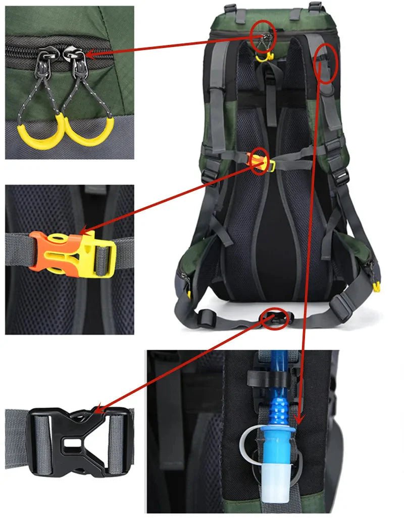 60L Trekking Backpack with Weather-Resistant Storage Design-Field & Wild