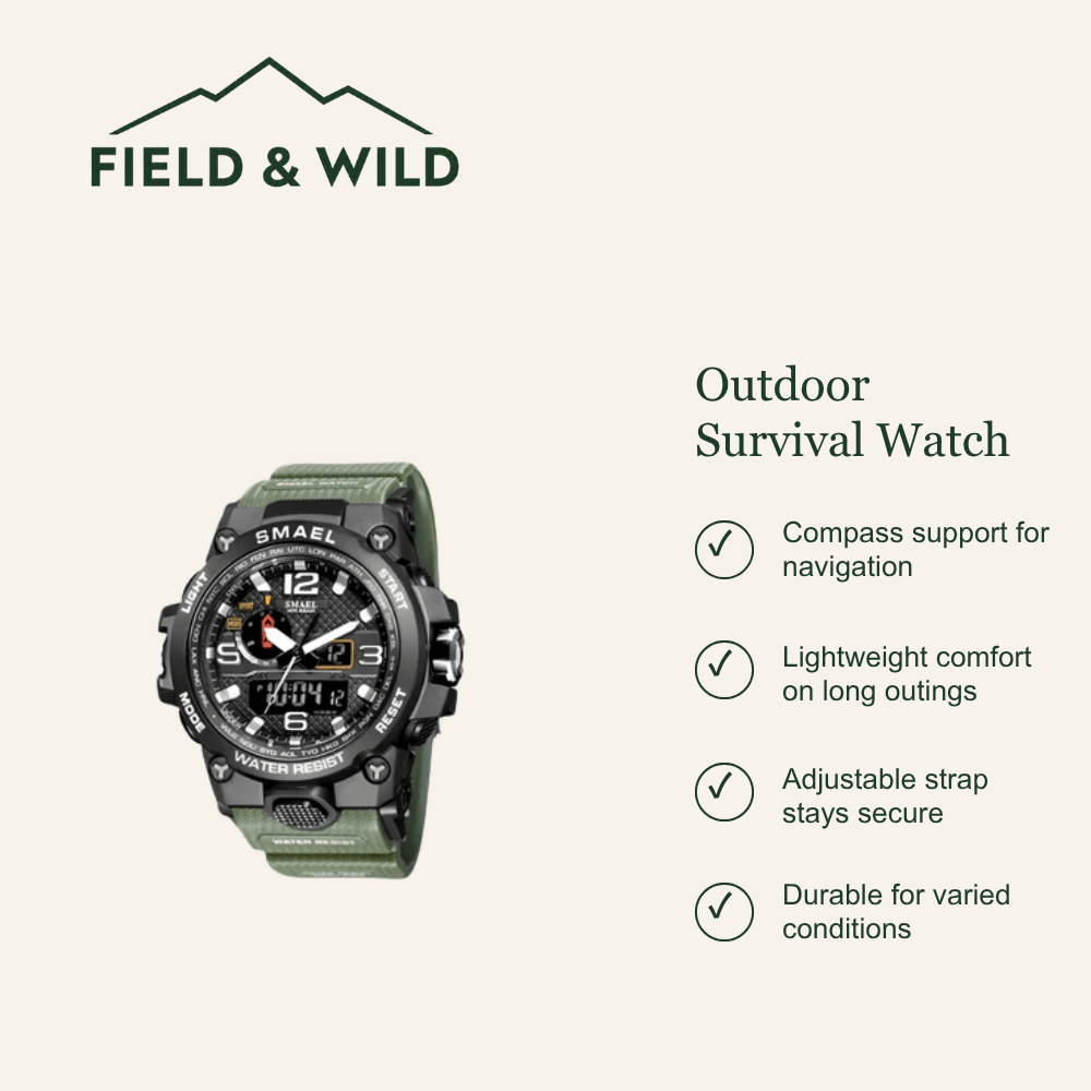 Outdoor Multi-Function Watch with Compass & Adjustable Strap-Field & Wild