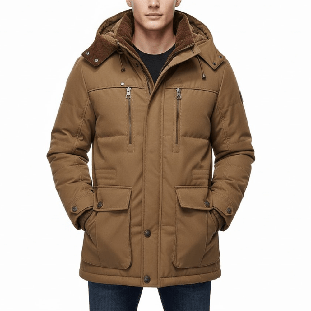 Men’s Padded Winter Jacket with Detachable Hood-Field & Wild