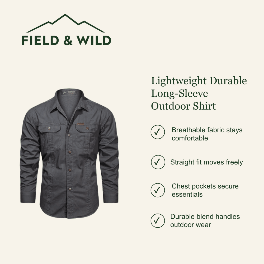 Men’s Lightweight Long-Sleeve Outdoor Shirt with Chest Pockets-Field & Wild