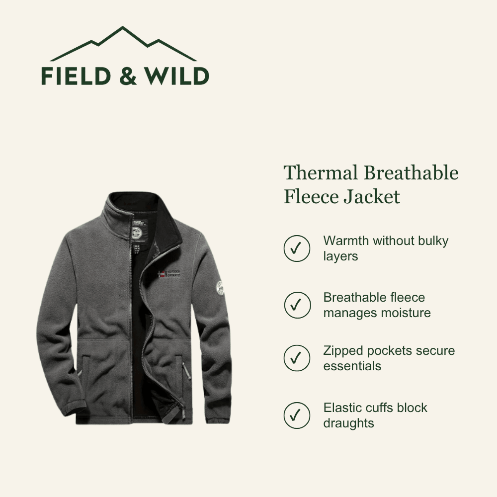 Thermal Breathable Fleece Jacket with Full Zip Design-Field & Wild