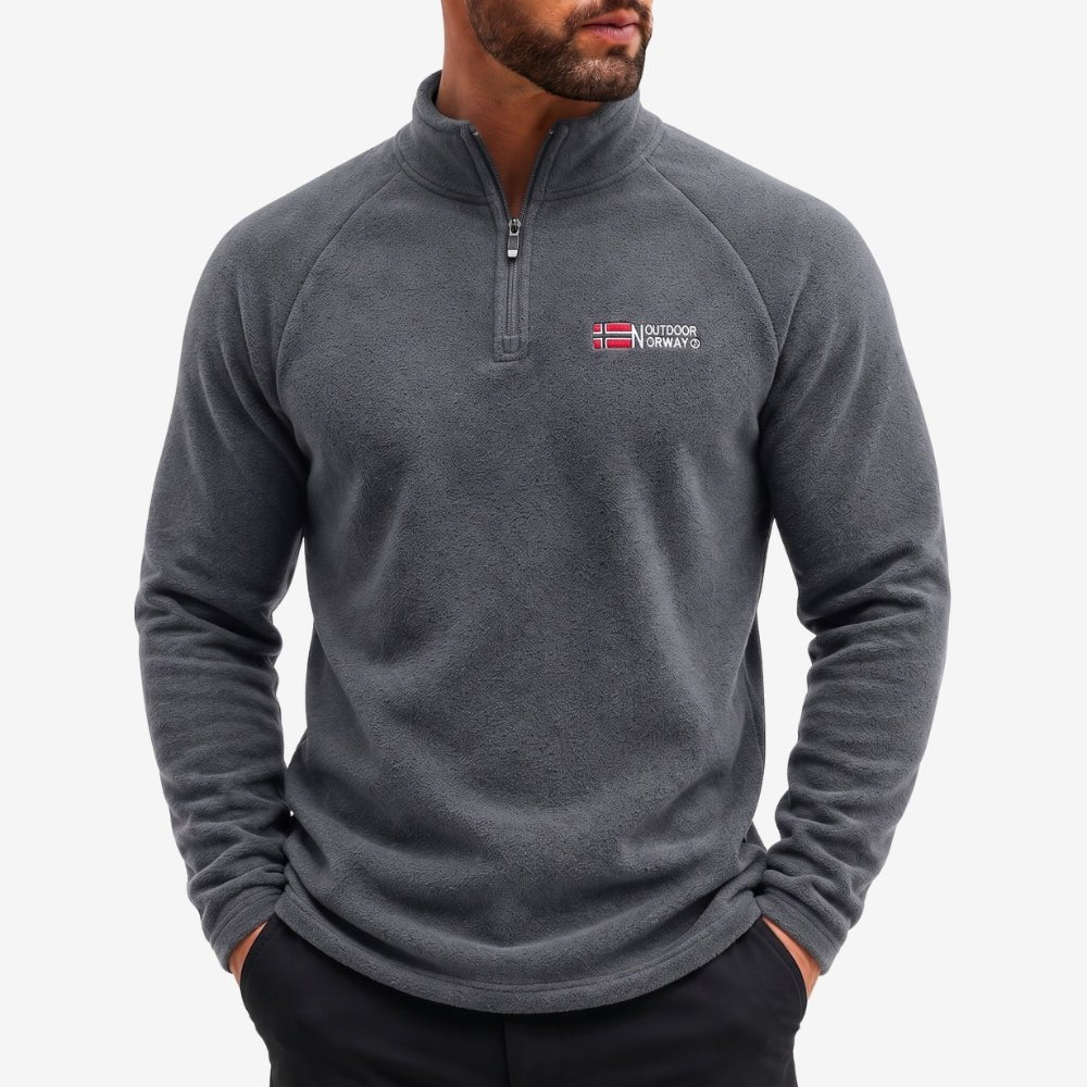 Men’s Half-Zip Fleece Pullover with Stand Collar-Field & Wild