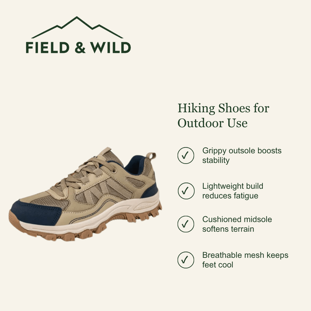 Lightweight Breathable Hiking Shoes with Cushioned Grip Sole-Field & Wild