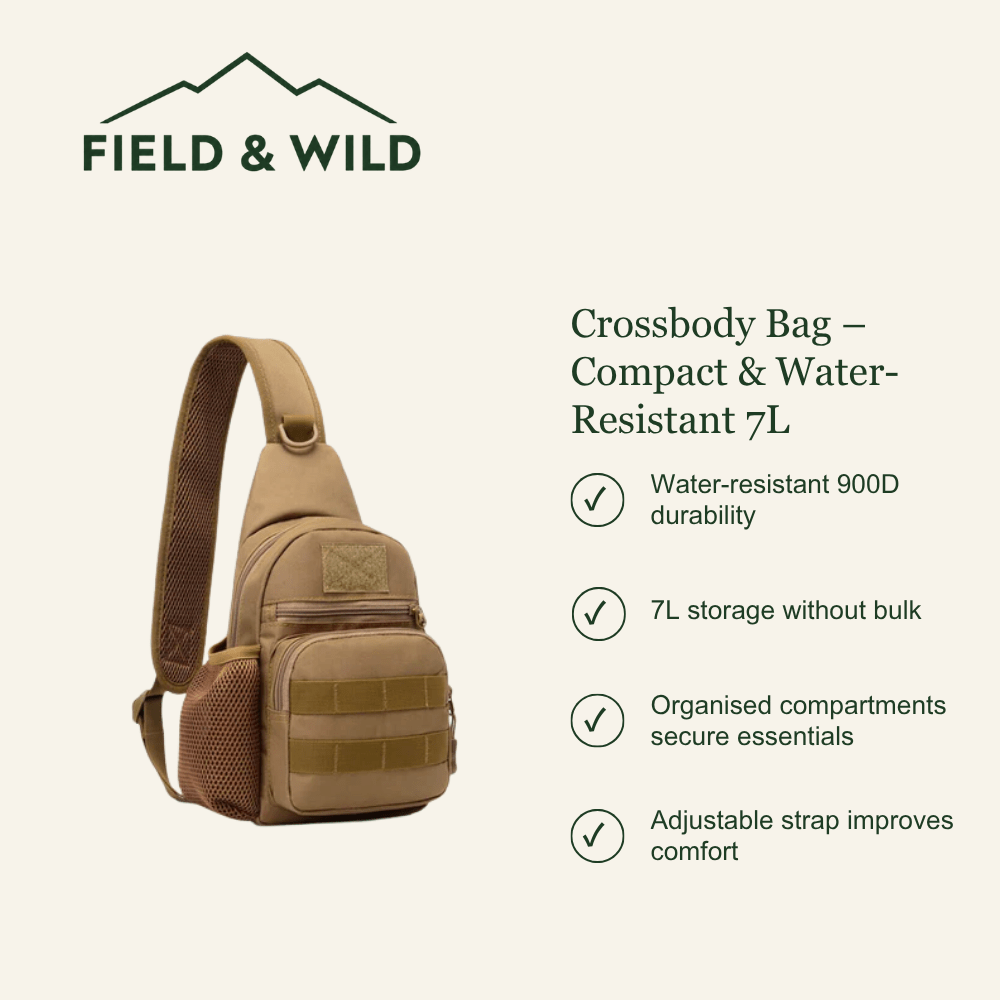 Water-Resistant 7L Crossbody Bag with Adjustable Shoulder Strap-Field & Wild