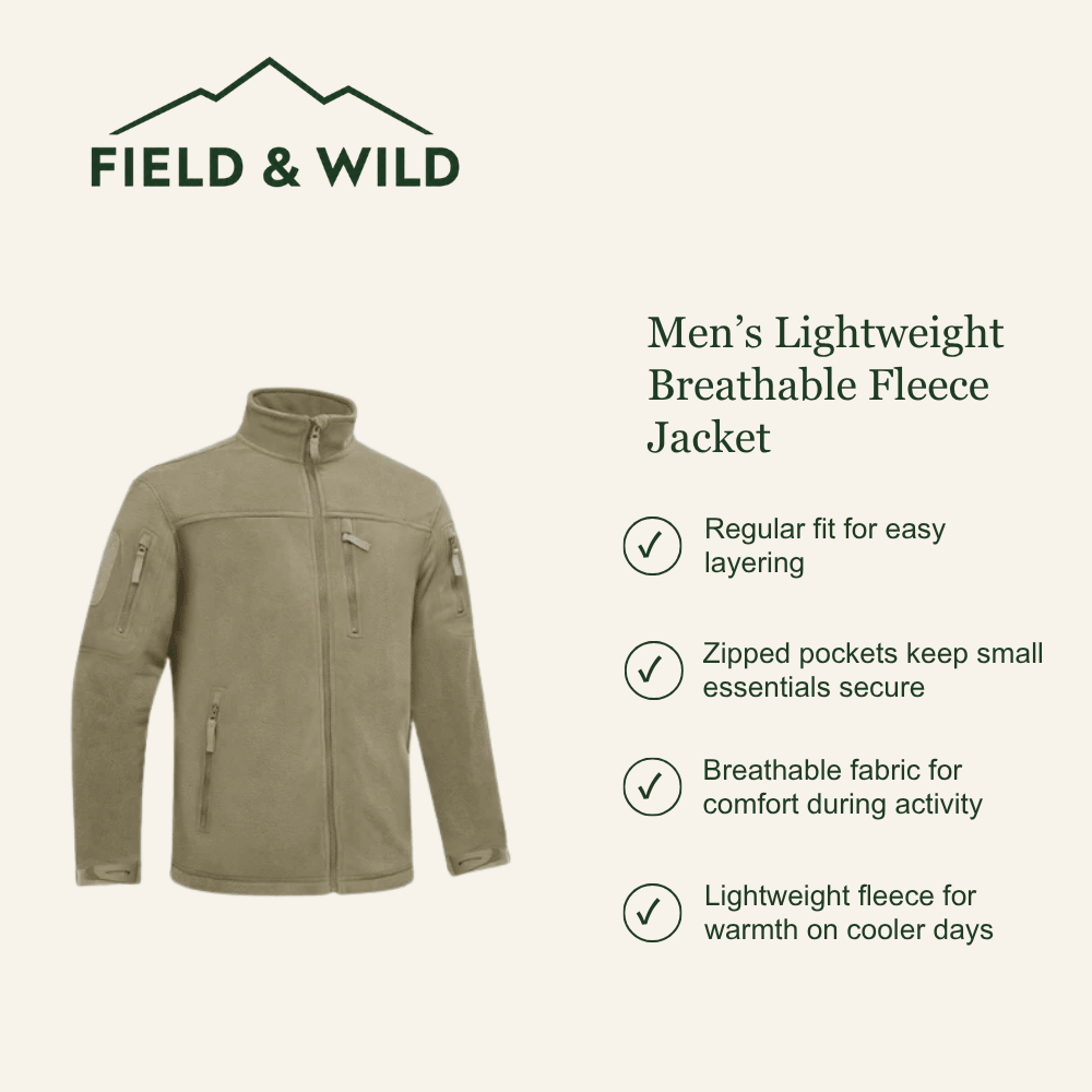 Men’s Lightweight Breathable Fleece Jacket - Field & Wild-Field & Wild