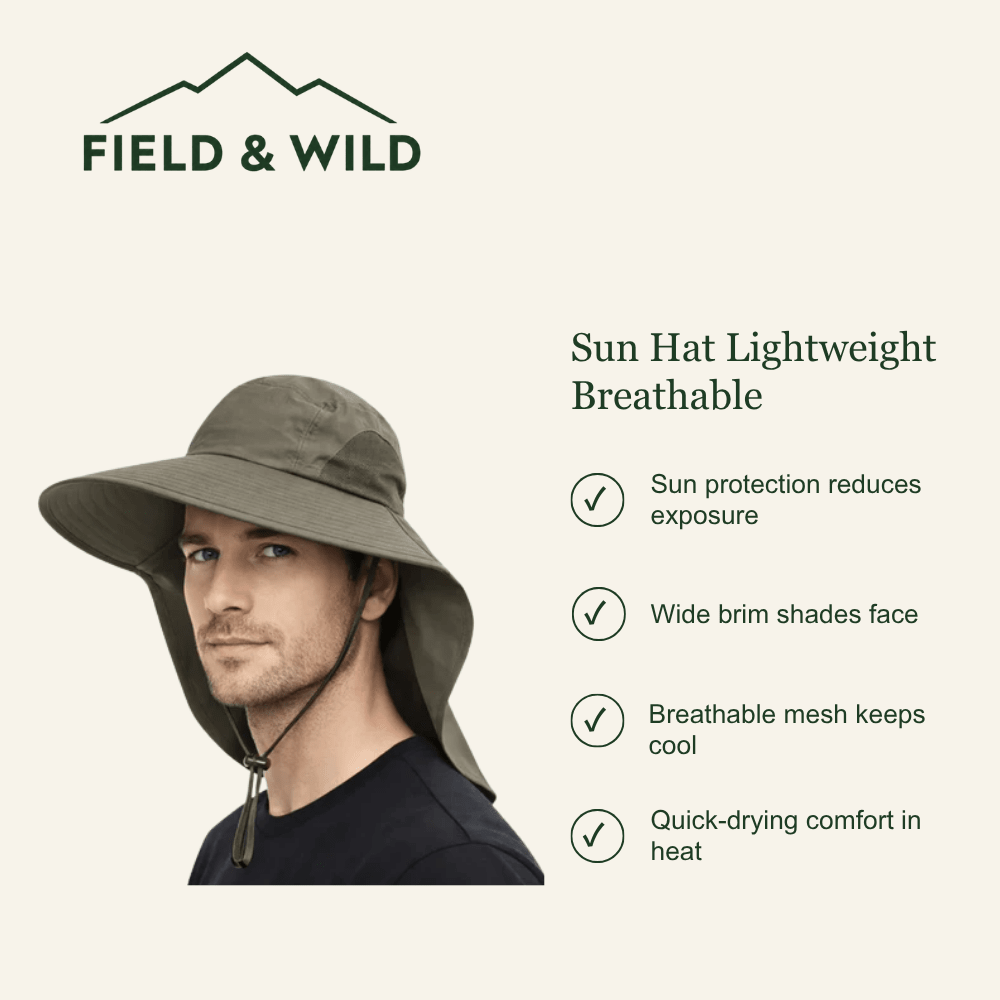 Lightweight Breathable Sun Hat with Wide Brim - Field & Wild-Field & Wild