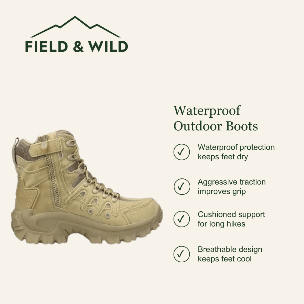 Waterproof Lightweight Hiking Boots with Lace-Up Zip Fastening-Field & Wild