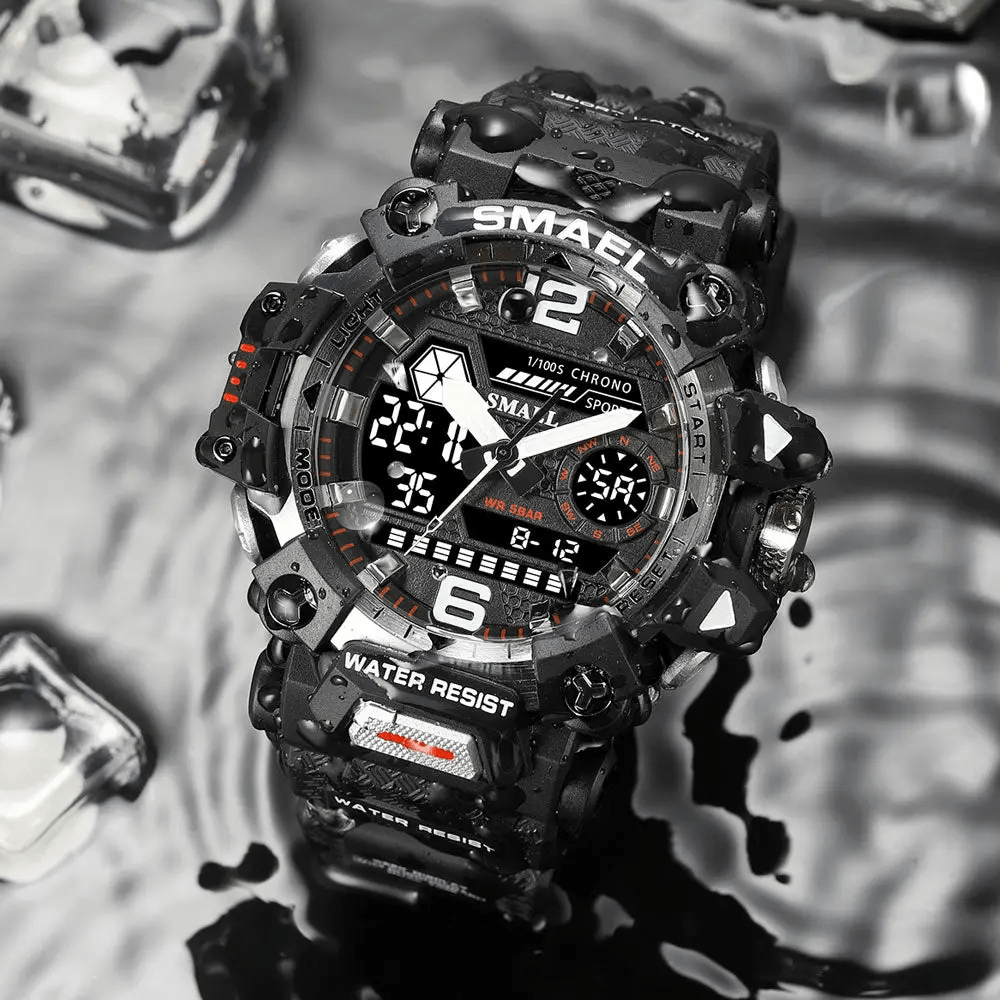Rugged Outdoor Watch with Dual Display & 50m Water Resistance-Field & Wild