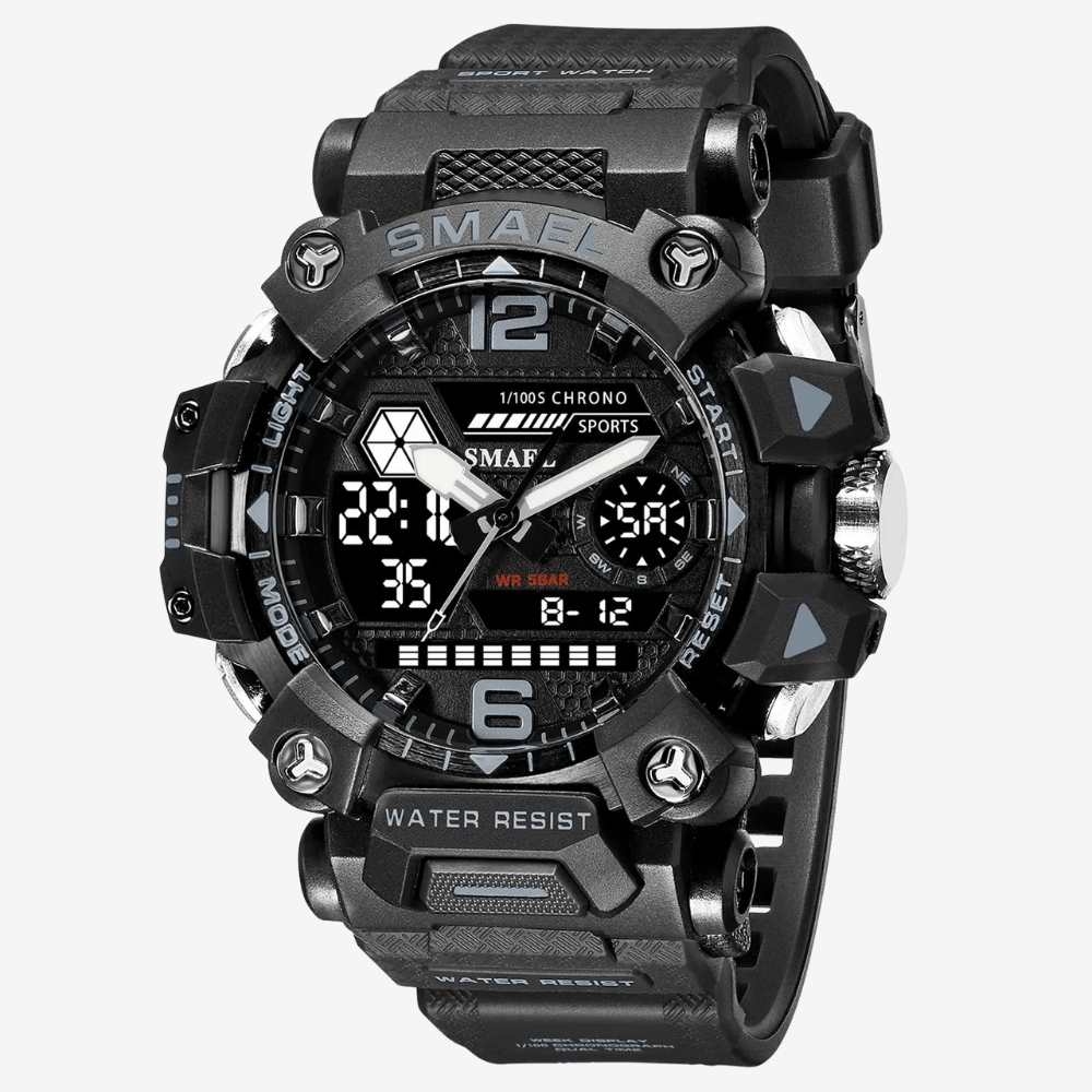 Rugged Outdoor Watch with Dual Display & 50m Water Resistance-Field & Wild