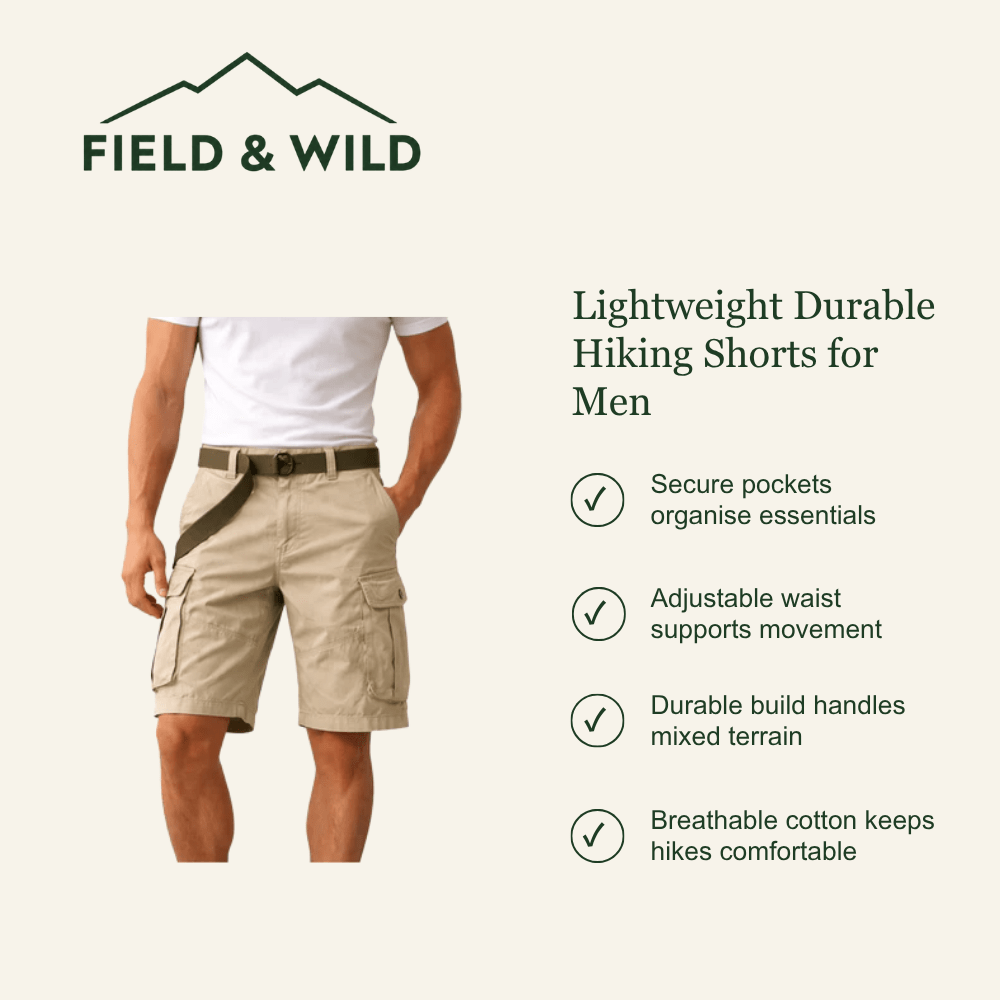 Men’s Lightweight Durable Hiking Shorts with Cargo Pockets-Field & Wild