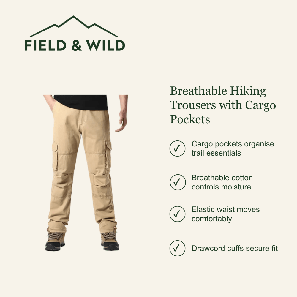 Breathable Cargo Hiking Trousers with Adjustable Fit-Field & Wild