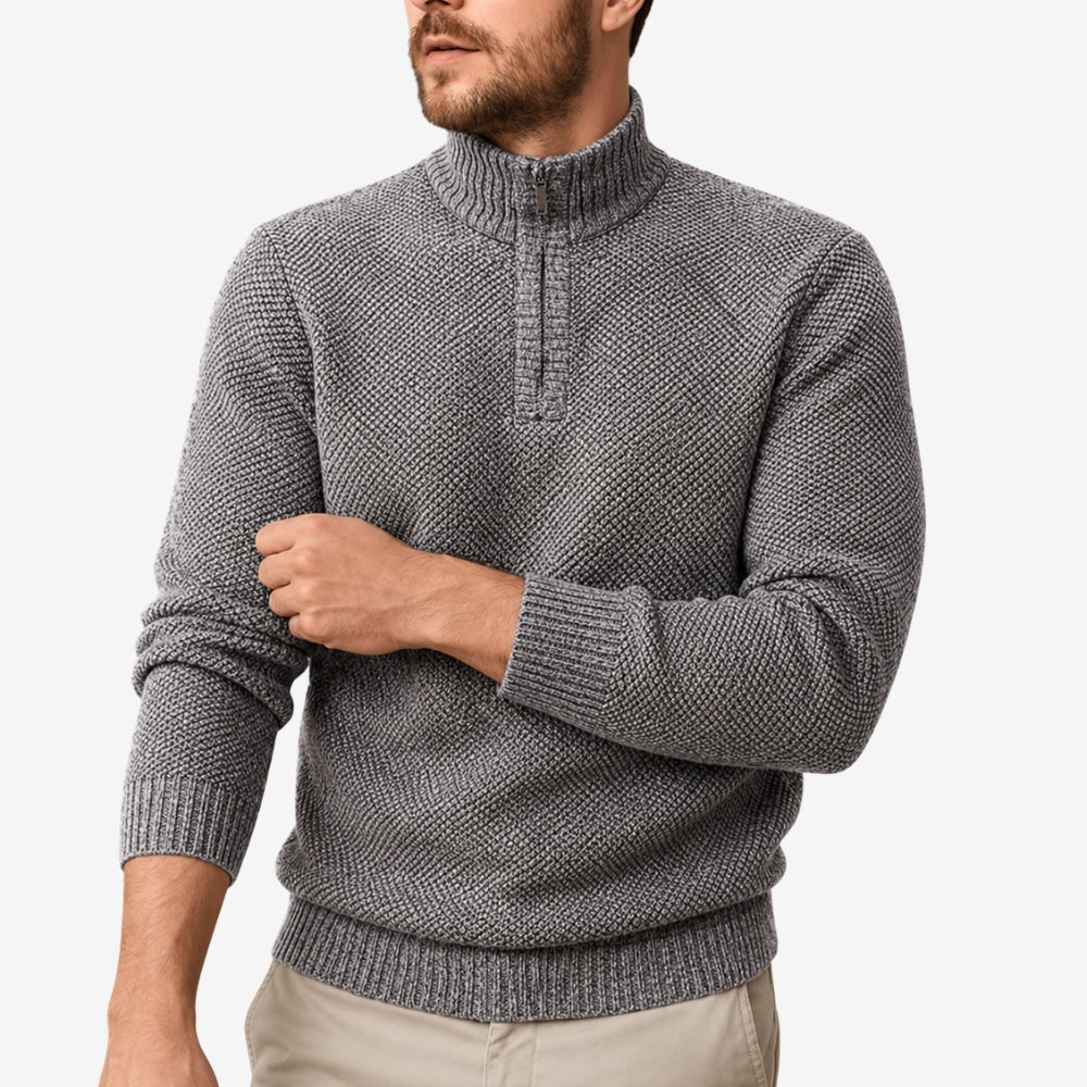 Men’s Half-Zip Thermal Fleece Jumper with Breathable Knit-Field & Wild