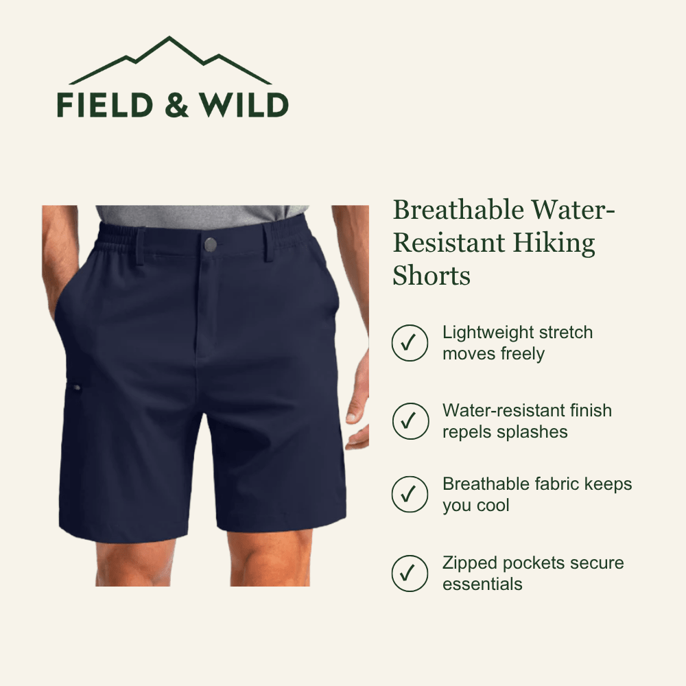 Water-Resistant Hiking Shorts with Breathable Stretch Fabric-Field & Wild
