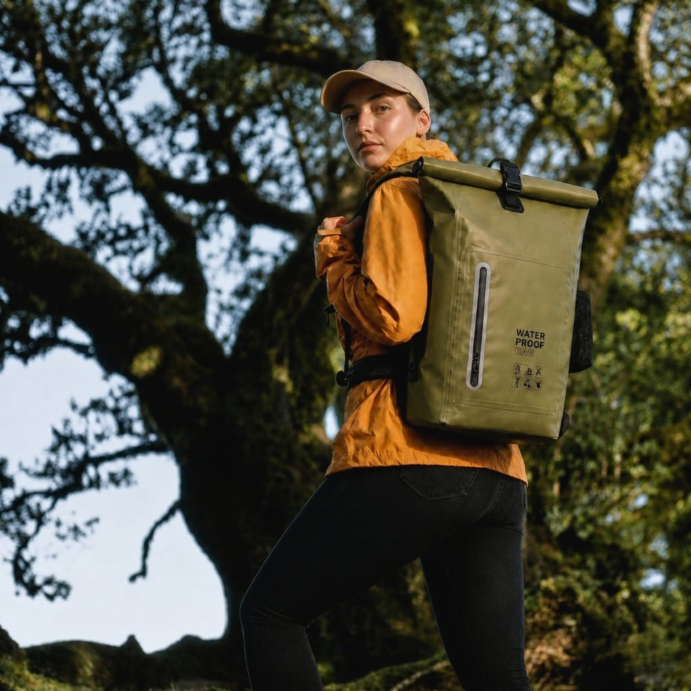 Waterproof 30L Roll-Top Hiking Backpack with PVC Build-Field & Wild