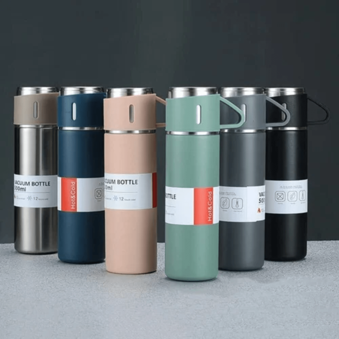 500ml Vacuum Insulated Stainless Steel Flask with Cups-Field & Wild