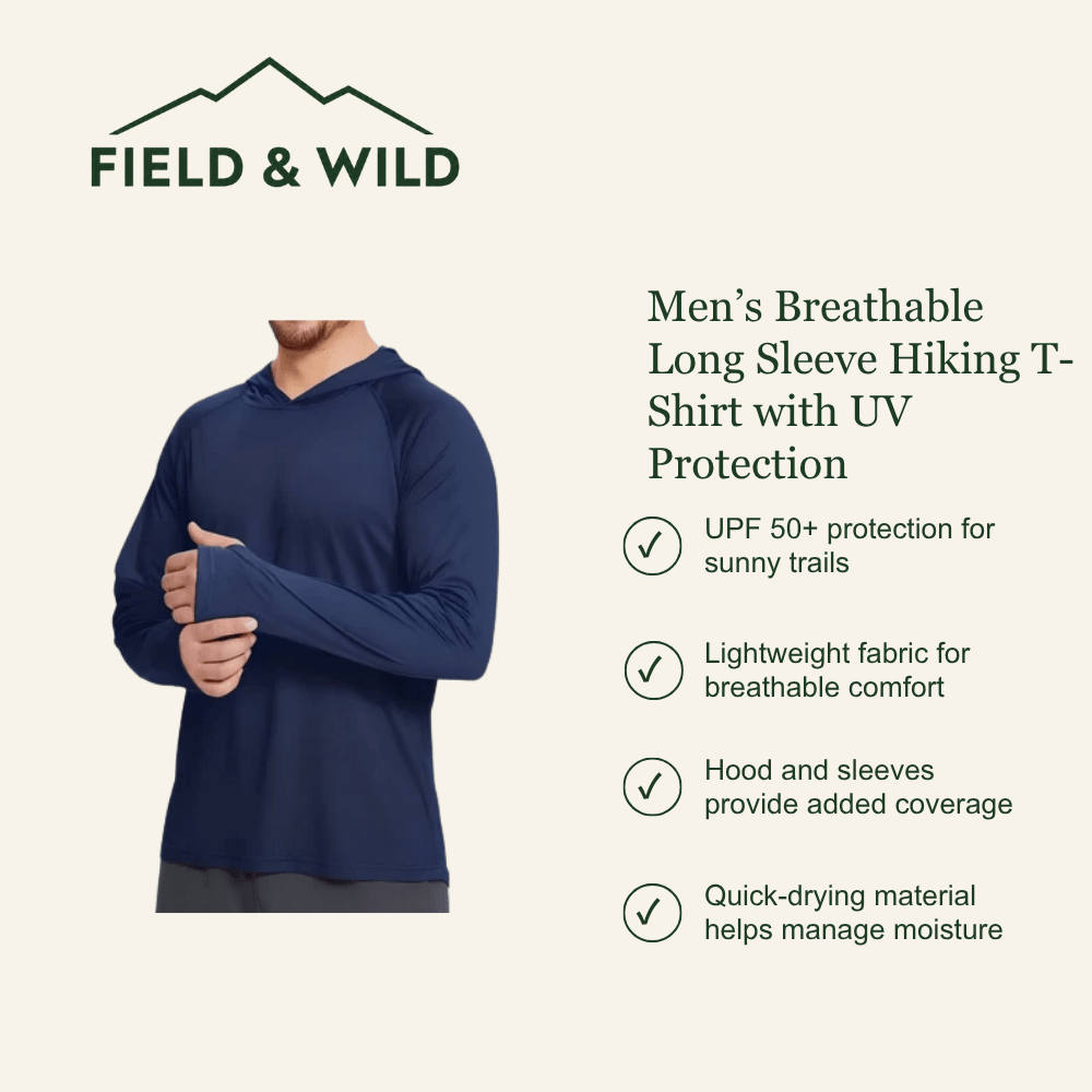 Men’s Breathable Long Sleeve Hiking T-Shirt with UV Protection-Field & Wild