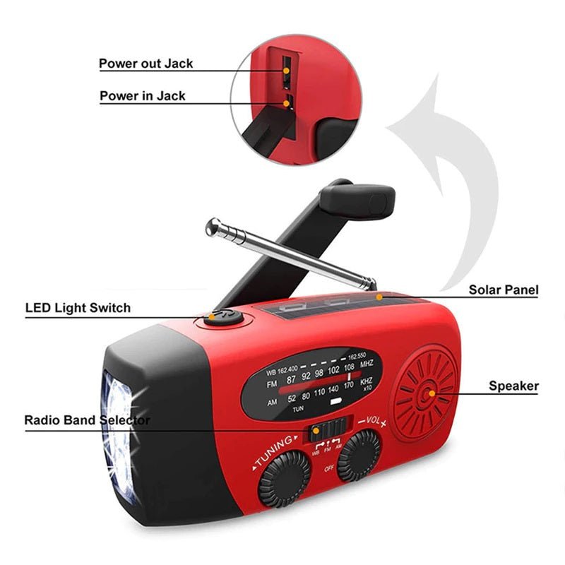 Compact Emergency Radio with LED Light & 1200mAh Power Bank-Field & Wild
