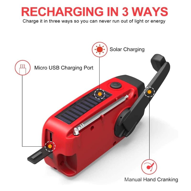 Compact Emergency Radio with LED Light & 1200mAh Power Bank-Field & Wild