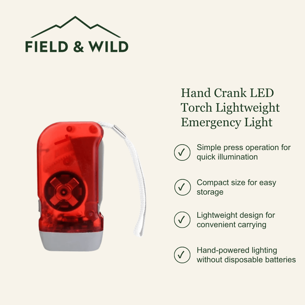 Hand Crank LED Torch Lightweight Emergency Light - Field & Wild-Field & Wild