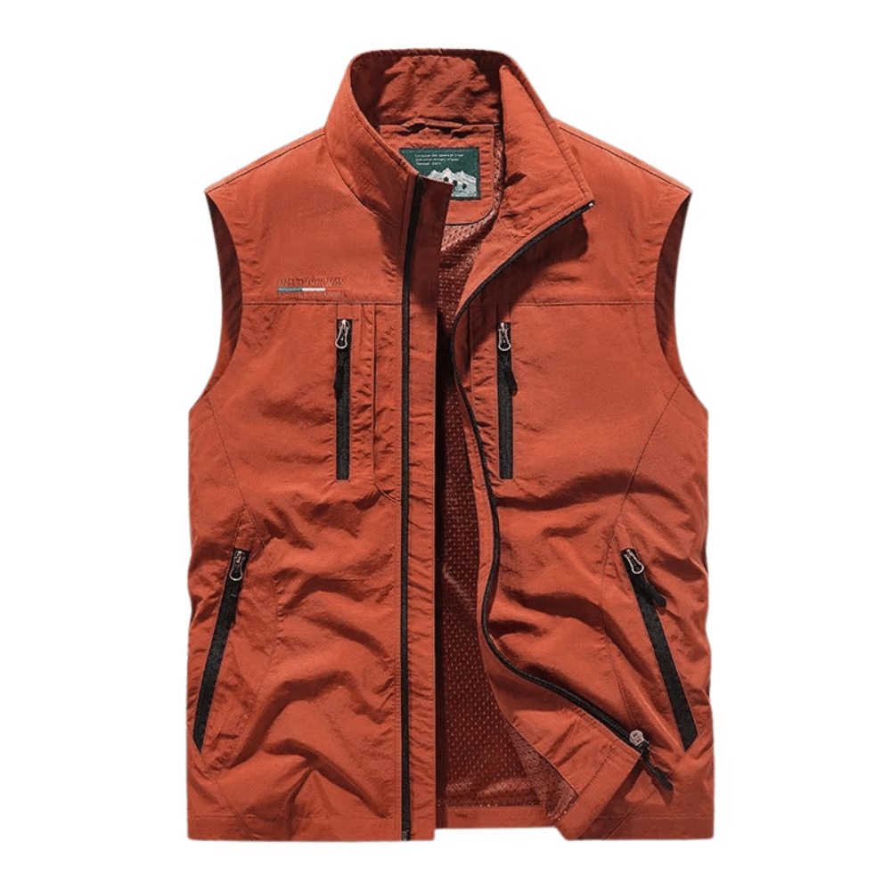 Water-Resistant Sleeveless Cargo Vest with Mesh Lining-Field & Wild