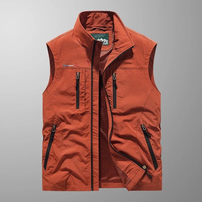 Water-Resistant Sleeveless Cargo Vest with Mesh Lining-Field & Wild