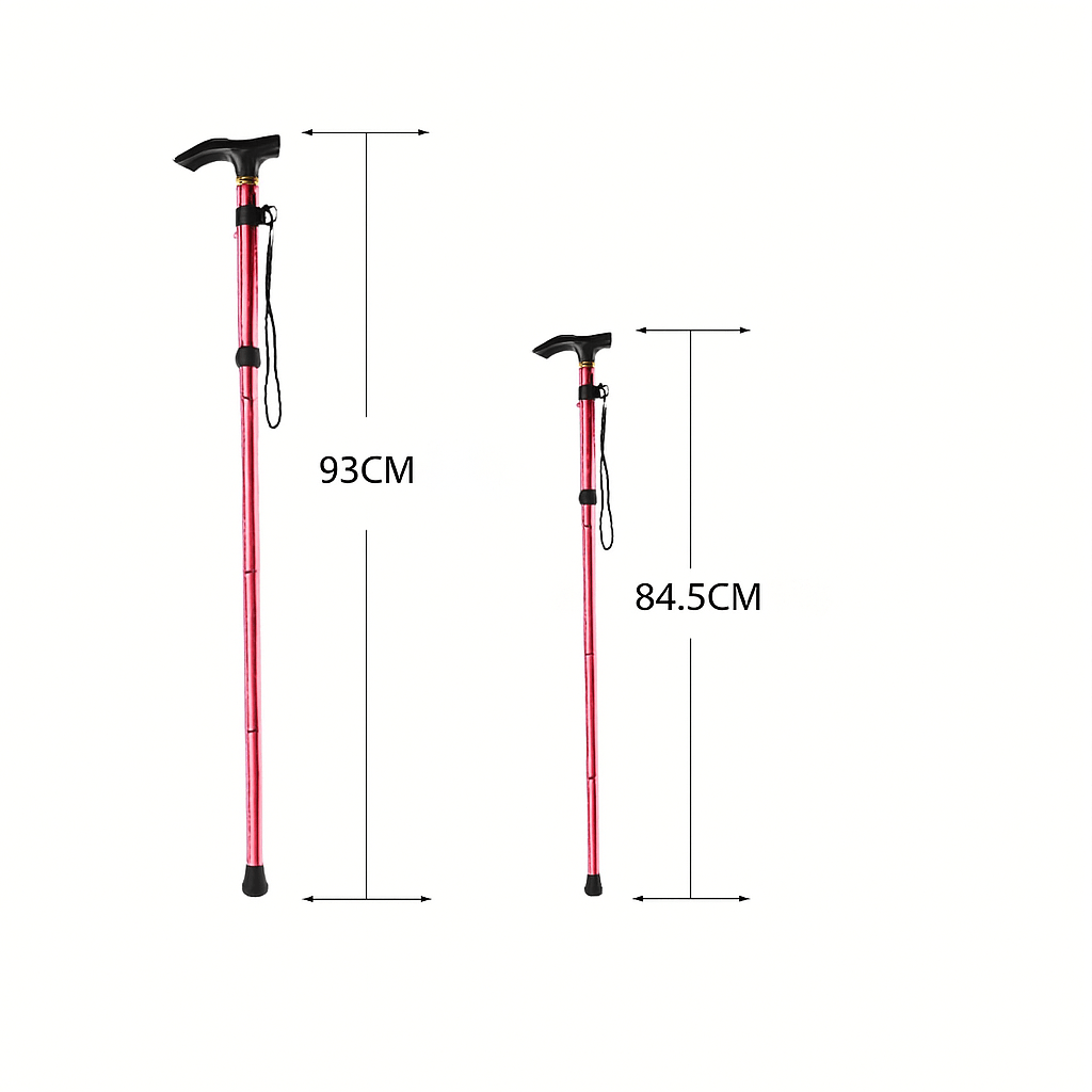 Adjustable Folding Walking Stick with Telescopic Aluminium Shaft-Field & Wild