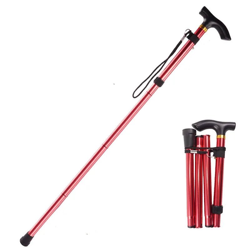 Adjustable Folding Walking Stick with Telescopic Aluminium Shaft-Field & Wild