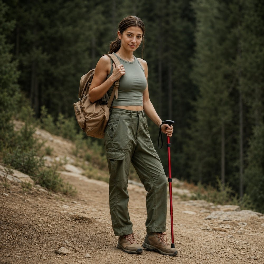 Adjustable Folding Walking Stick with Telescopic Aluminium Shaft-Field & Wild