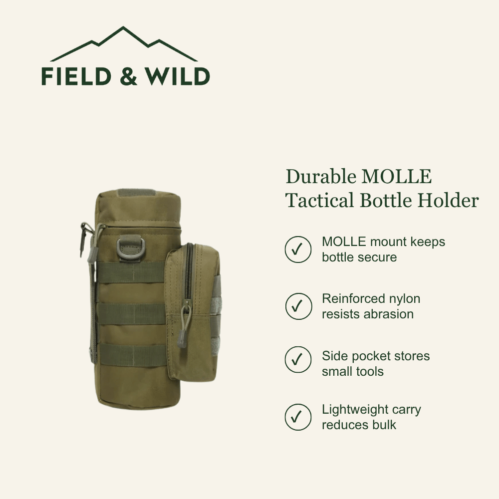 MOLLE Water Bottle Holder with Zipped Accessory Pocket-Field & Wild